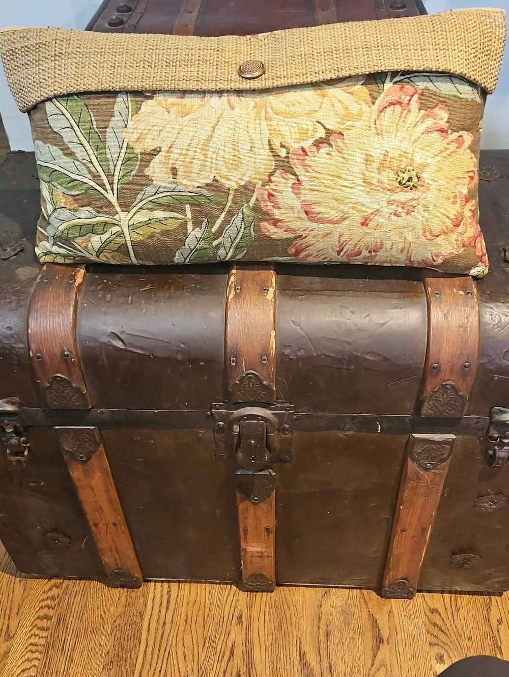 Floral Accent  Hawaiian Barcloth Lumbar.  Home Accents